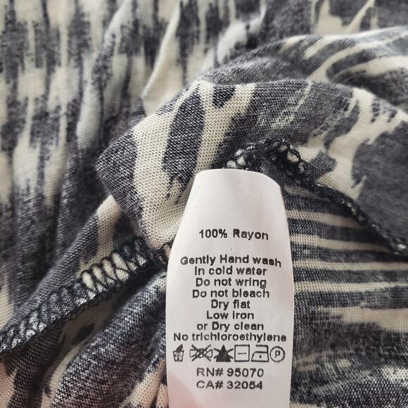 Anthropologie Western Wear Rayon Tank Tunic Blouse Flowy Black Cream Medium - Picture 8 of 8